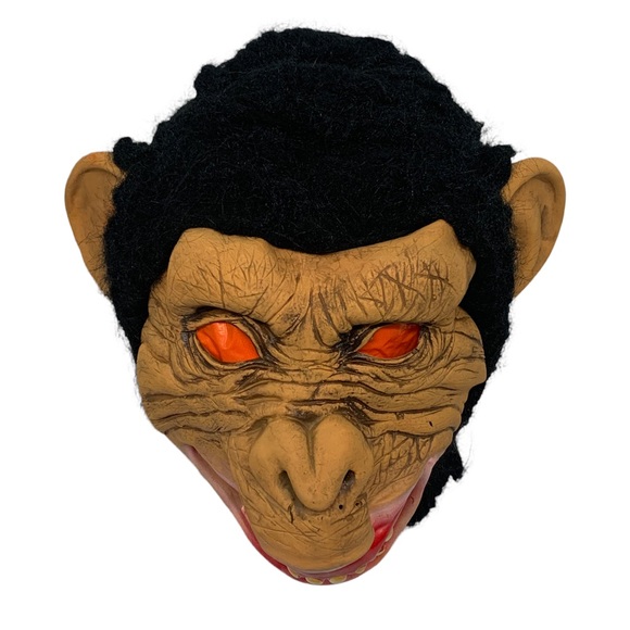 Halloween Scary Monkey Mask Chimp Chimpanzee Ape Big Ears Adult Latex Mask - Picture 5 of 7